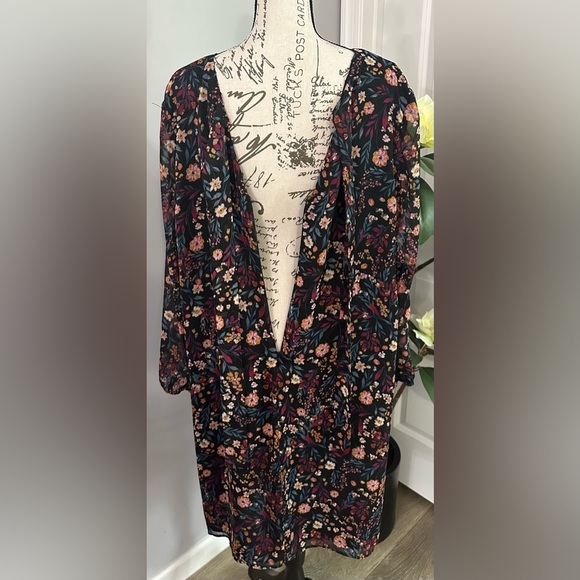 🖤🌸 NWT MSK Women’s Black Floral Ruffled Shift Dress 🌸🖤 - Picture 13 of 14